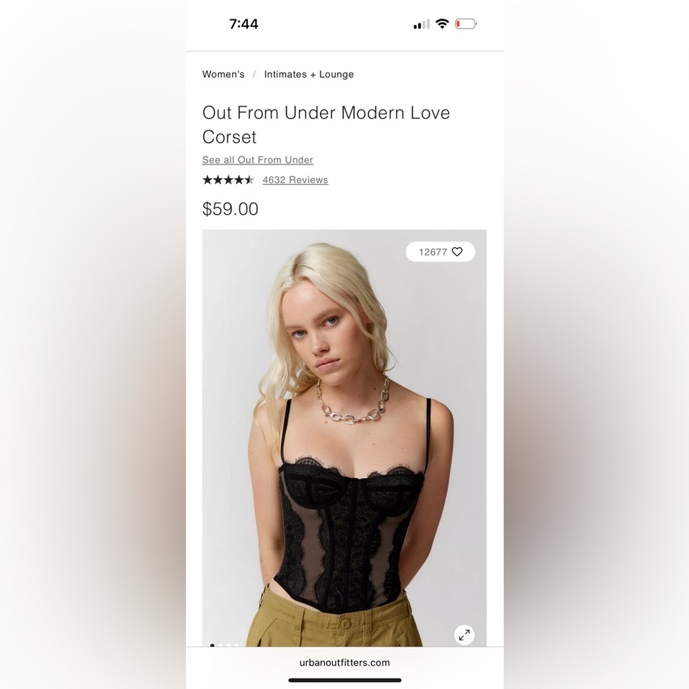 Urban Outfitters Modern Love Corset Top Black SMALL Excellent Condition Like New